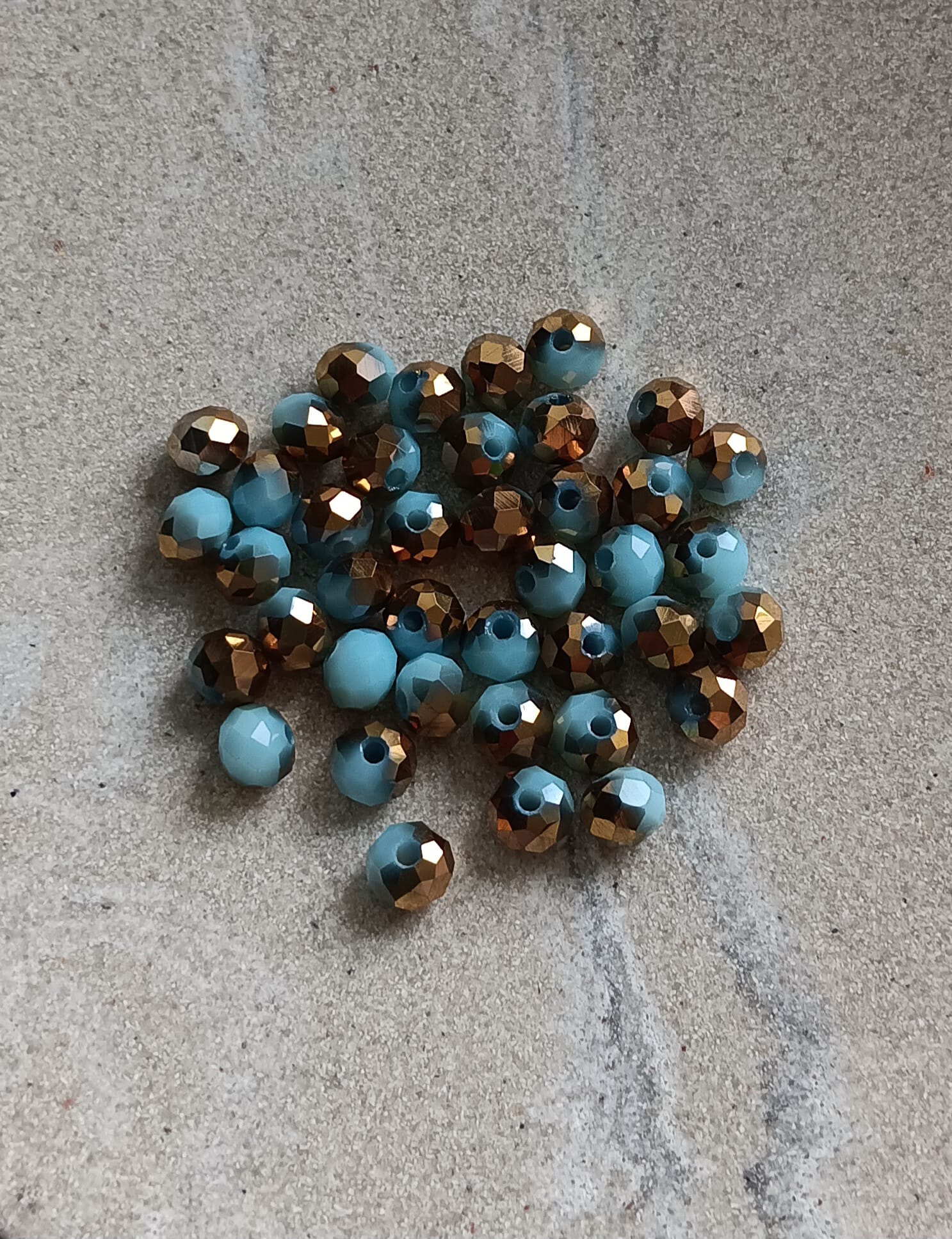 Perles rondelles facettées bicolores en verre - 6x5 mm x40