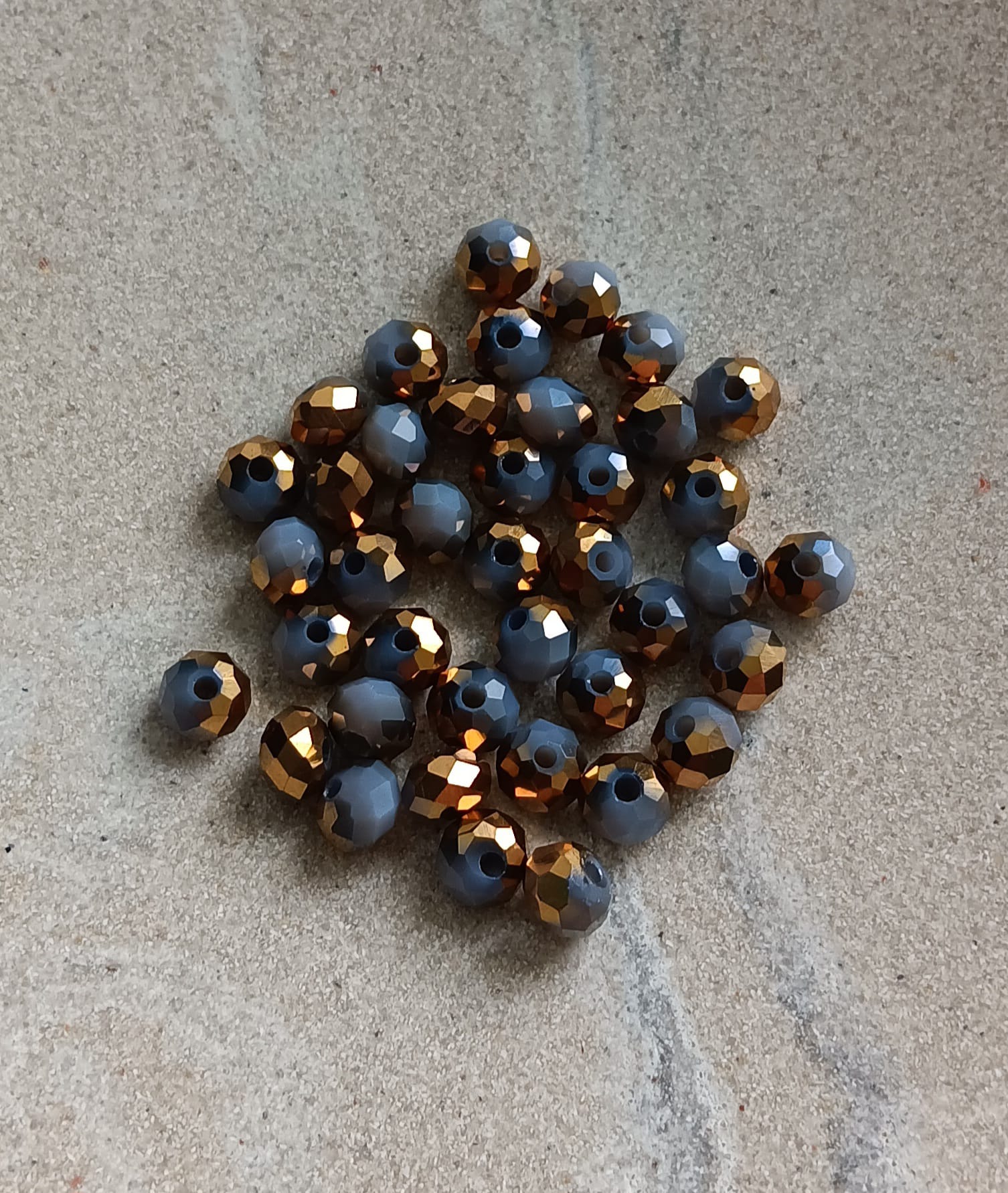 Perles rondelles facettées bicolores en verre - 6x5 mm x40