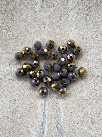 perlesetcreationbijoux - perles en verre bicolores violet et doré de 6x5 mm