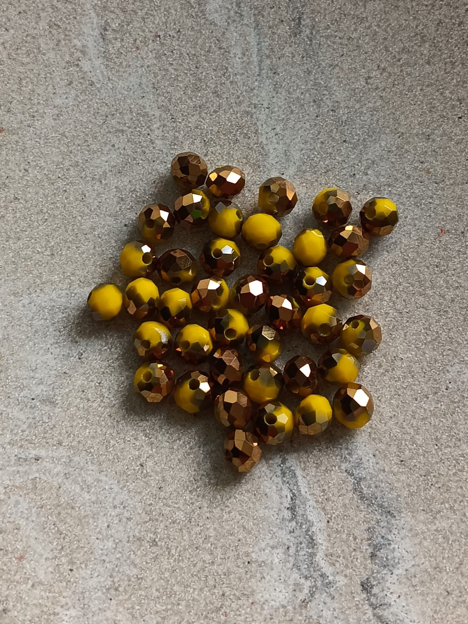 Perles rondelles facettées bicolores en verre - 6x5 mm x40