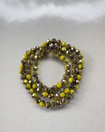 perlesetcreationbijoux - fil de perles en verre bicolores jaune et doré de 6x5 mm