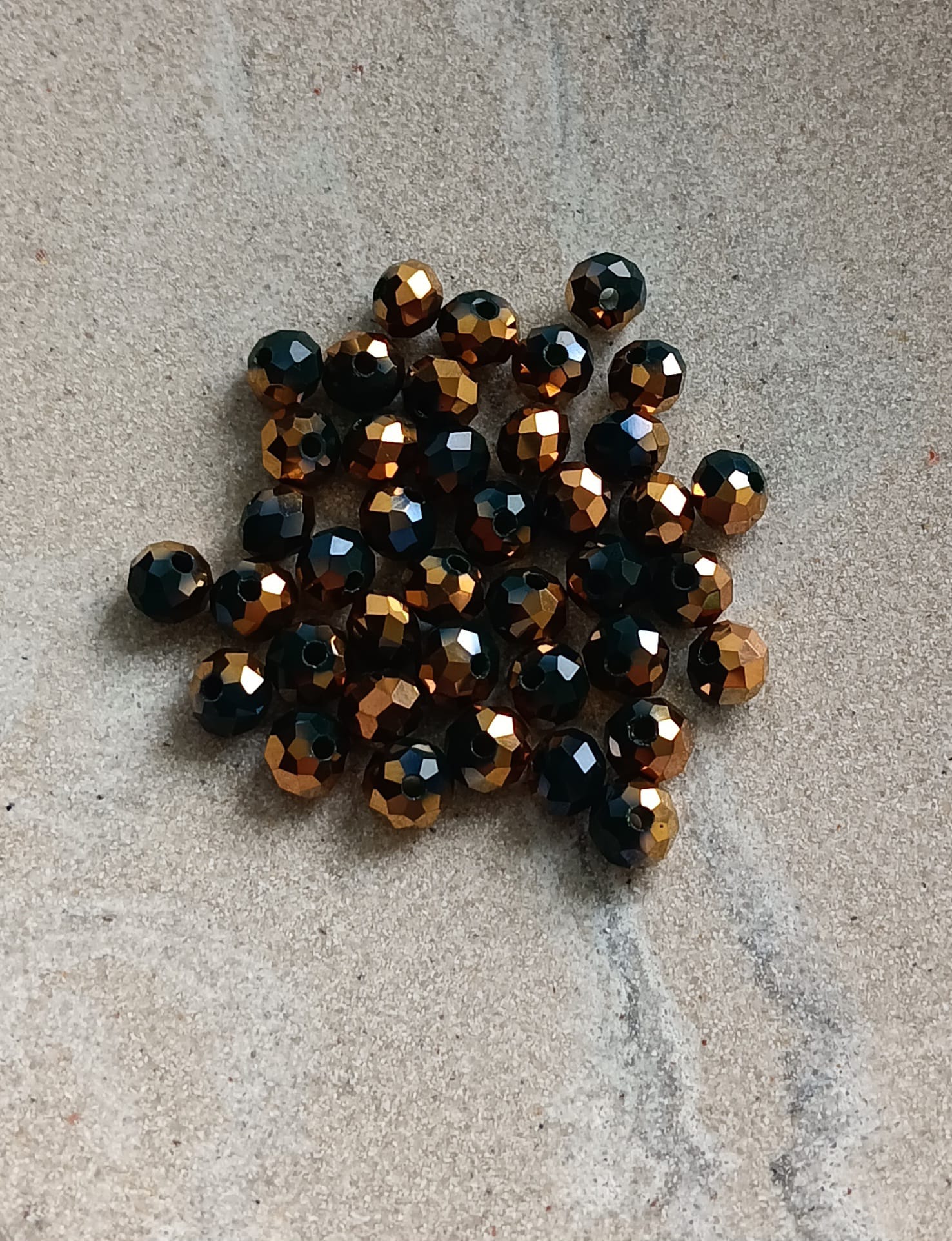 Perles rondelles facettées bicolores en verre - 6x5 mm x40