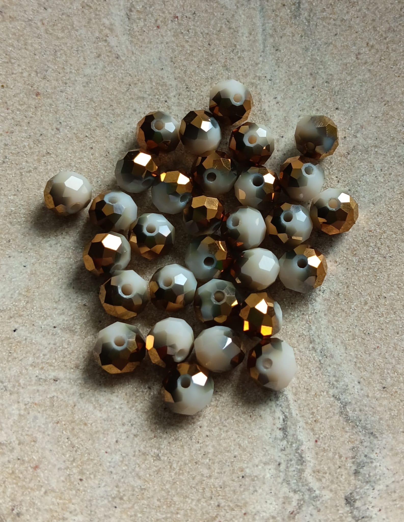 Perles rondelles facettées bicolores en verre - 8x6 mm x30