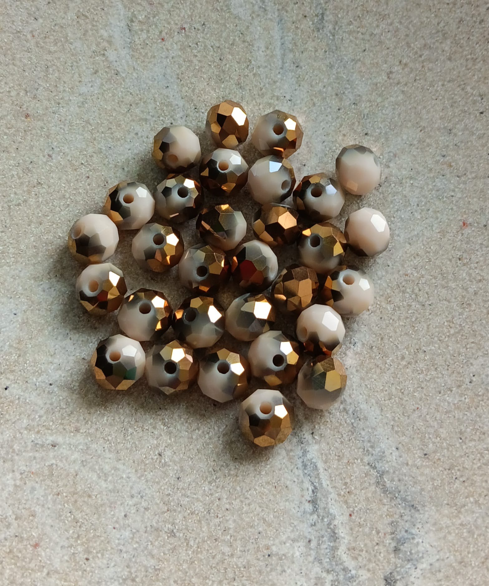 Perles rondelles facettées bicolores en verre - 8x6 mm x30