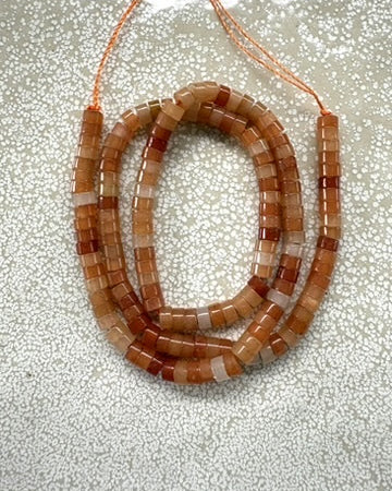 perlesetcreationbijoux - perles rondelles heishi en aventurine rouge naturelle de 4x2 mm