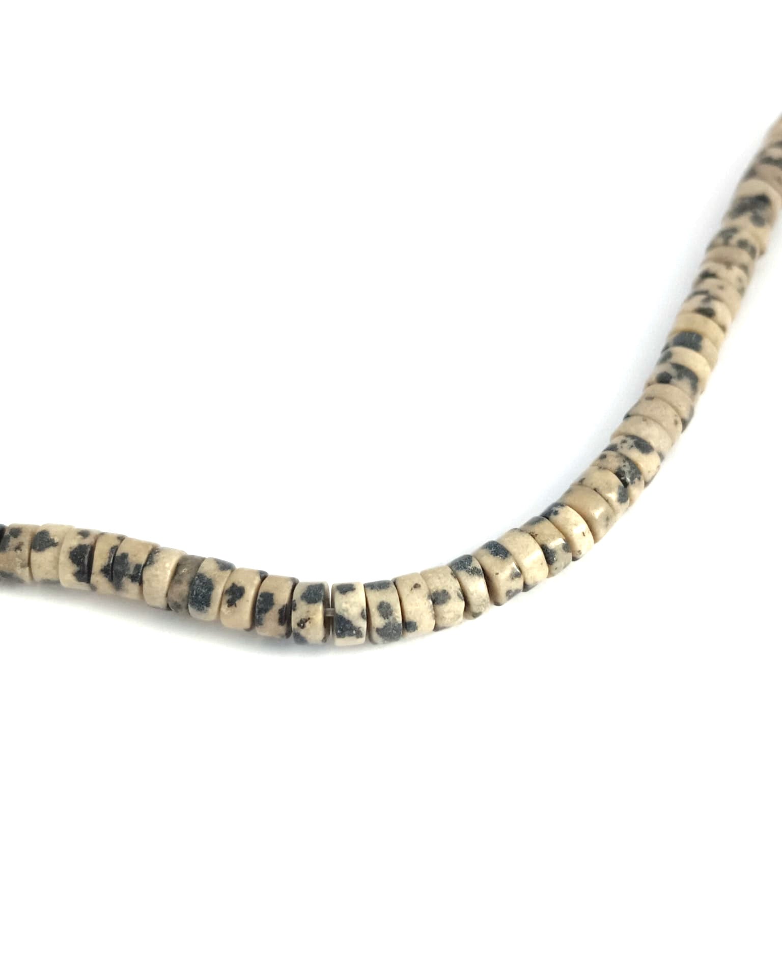 Perles rondelles Heishi Jaspe dalmatien naturel - 4,5x2 mm