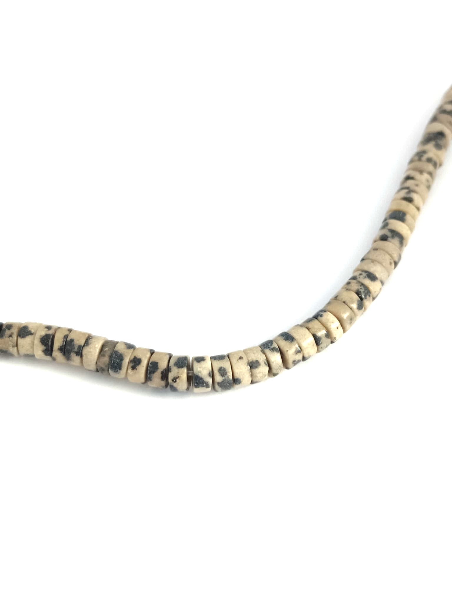 Perles rondelles Heishi Jaspe dalmatien naturel - 4,5x2 mm