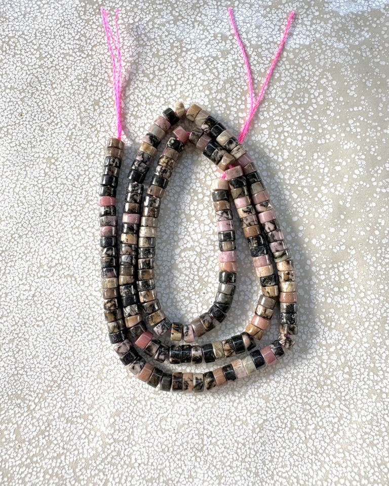 perlesetcreationbijoux - perles heishi en rhodonite naturelle 4x2 mm