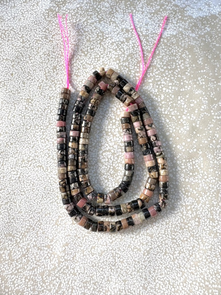 perlesetcreationbijoux - perles heishi en rhodonite naturelle 4x2 mm