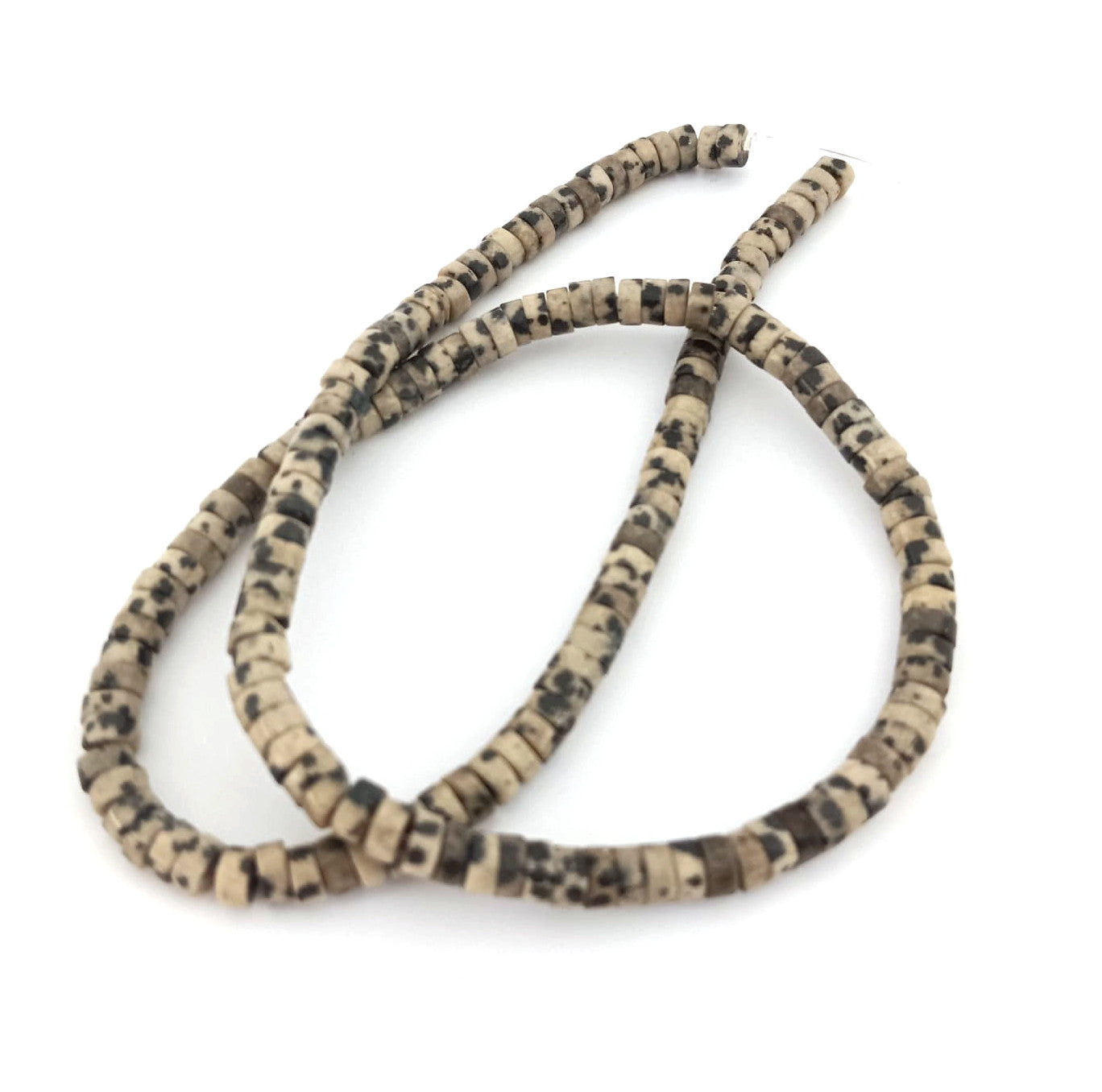 Perles rondelles Heishi Jaspe dalmatien naturel - 4,5x2 mm