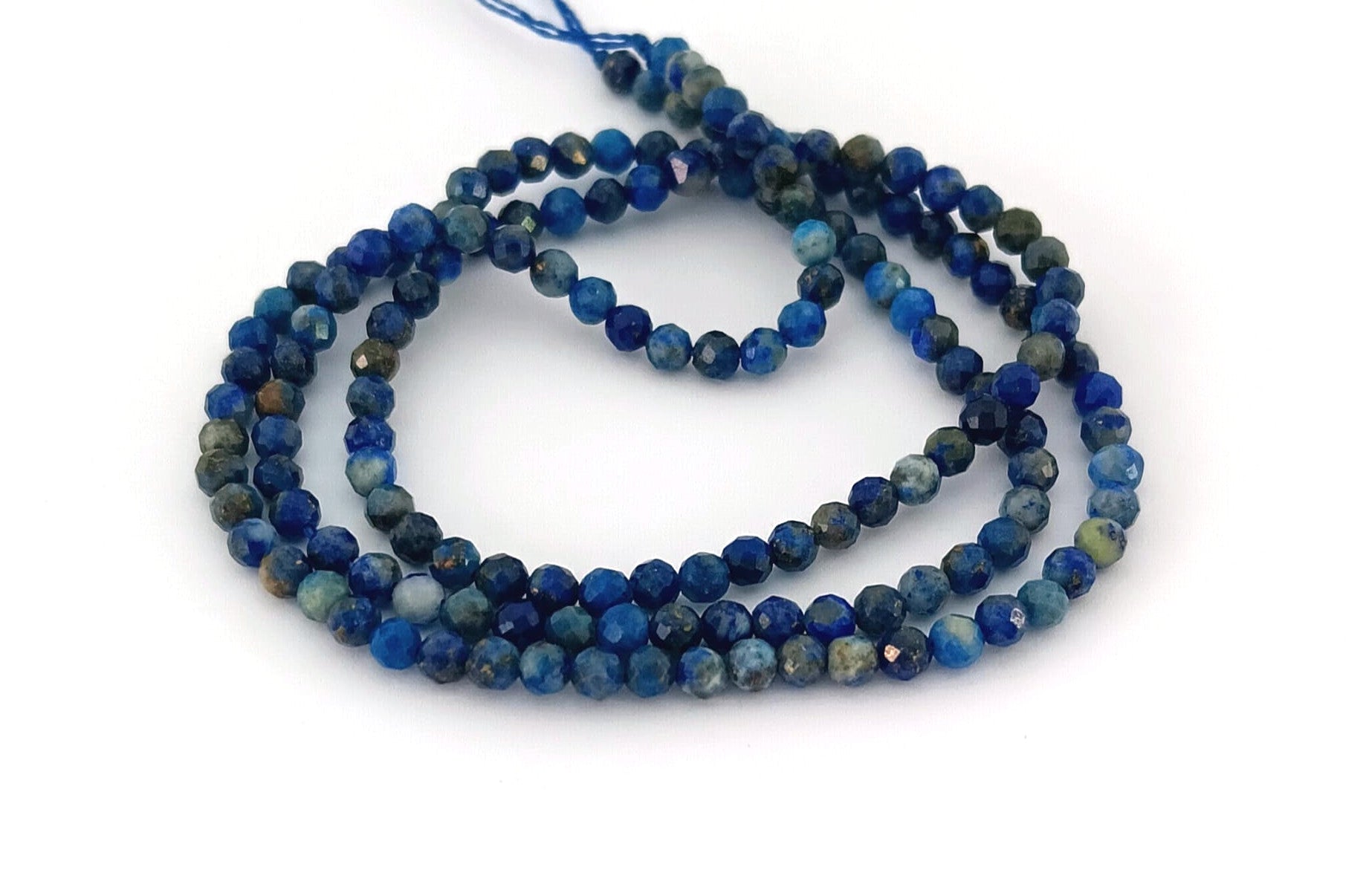 Perles rondes facettées lapis lazuli naturel - 2 mm