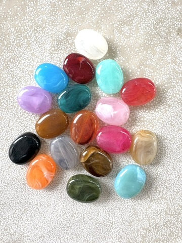 perlesetcreationbijoux - perles ovales marbrées en acrylique de 19x15 mm de différentes couleurs