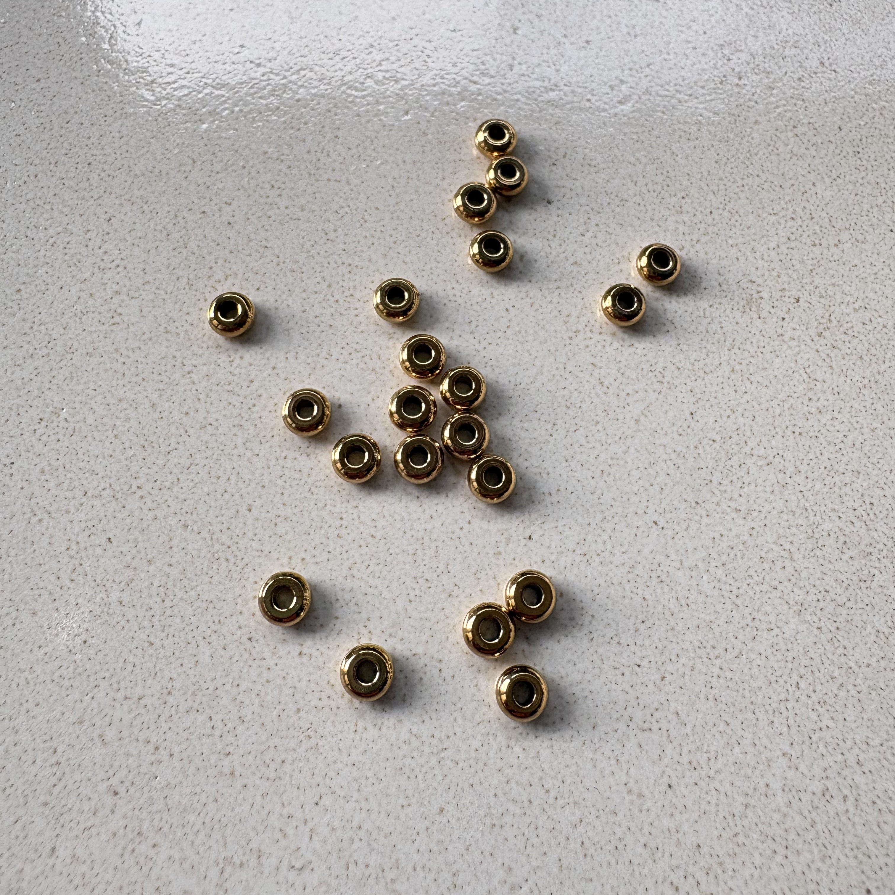 perlesetcreationbijoux - perles rondelles acier inoxydable doré 4x2 mm