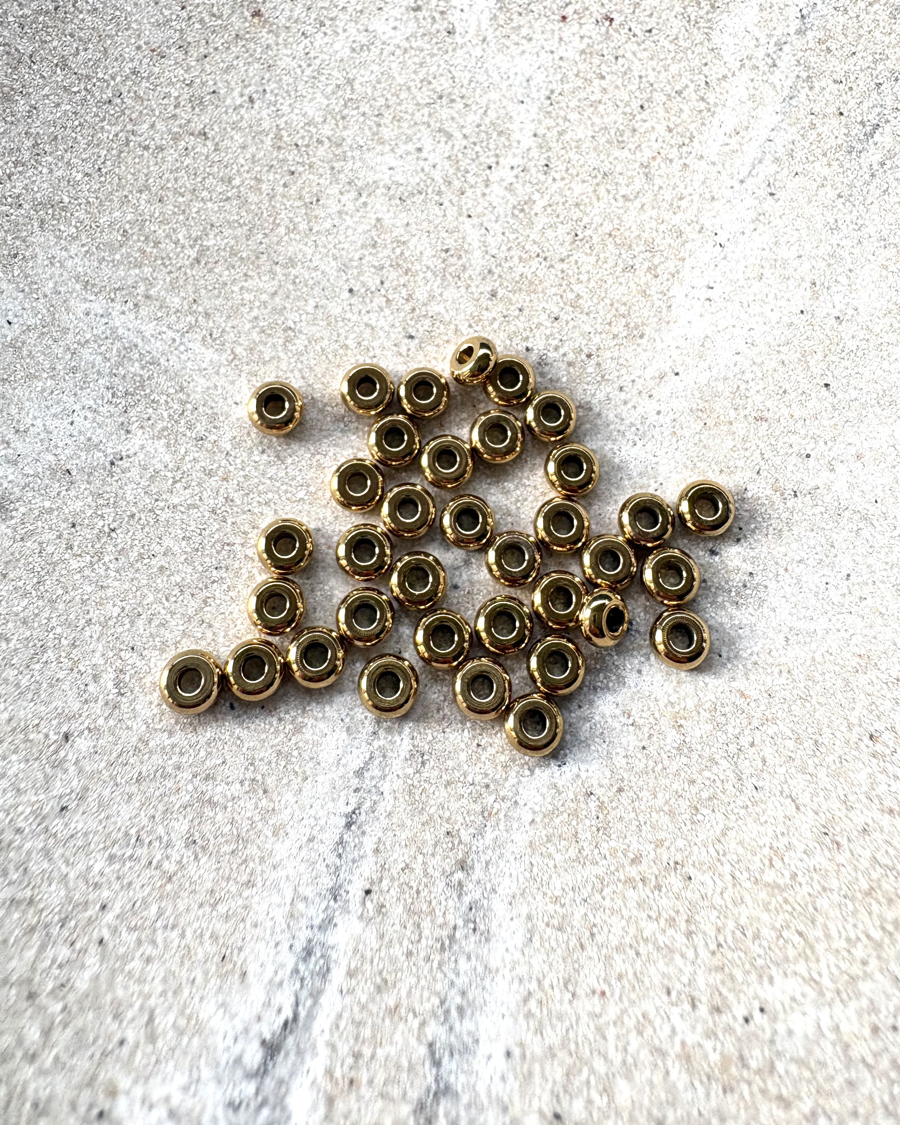 perlesetcreationbijoux - perles rondelles acier inoxydable doré 4x2 mm