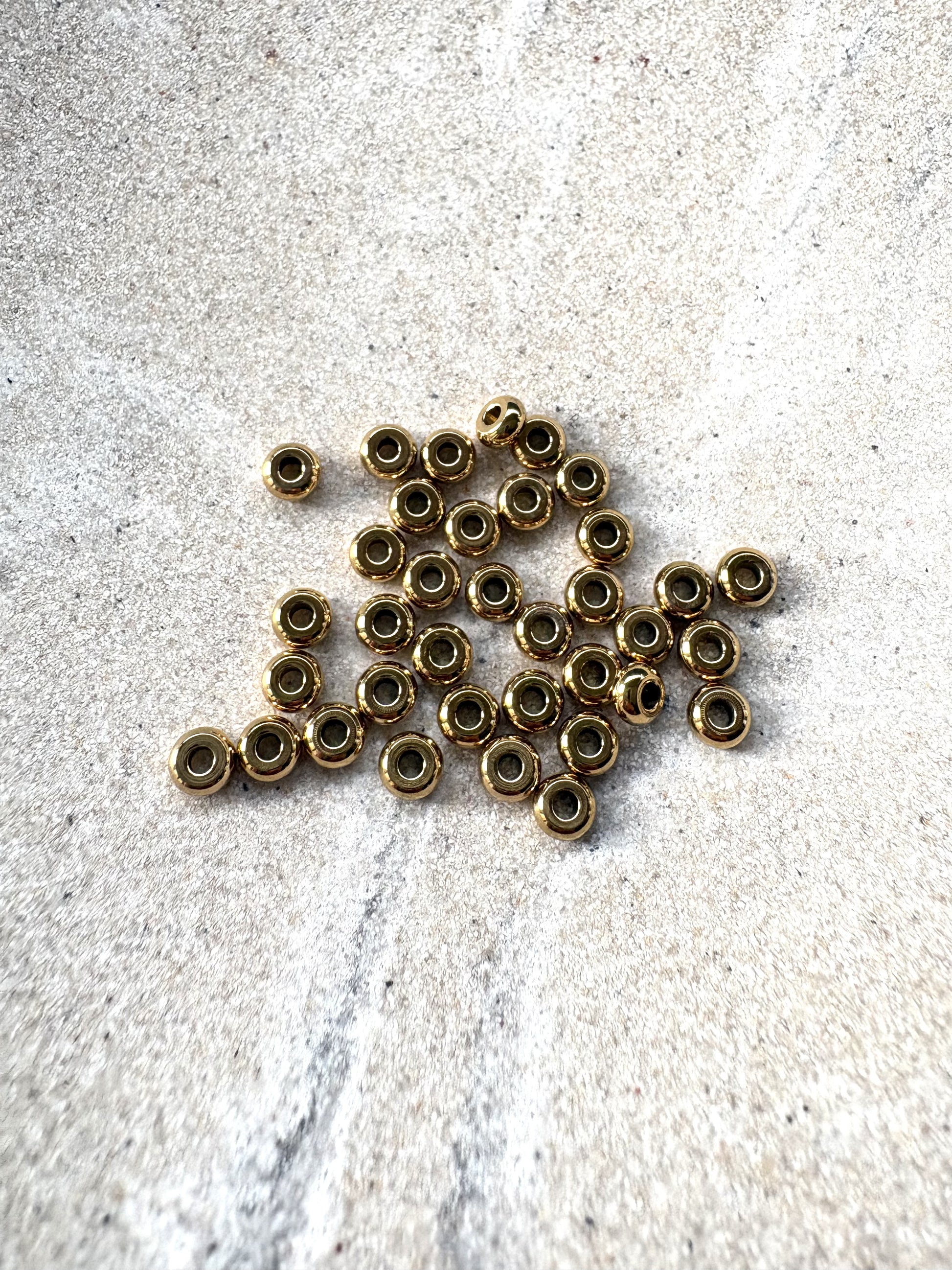 perlesetcreationbijoux - perles rondelles acier inoxydable doré 4x2 mm