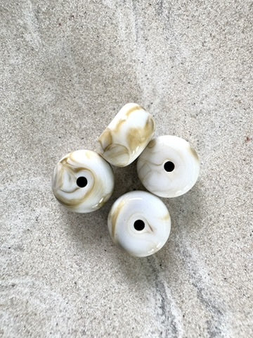 perlesetcreationbijoux - perles rondelles en acrylique 9x14 mm blanc marbré