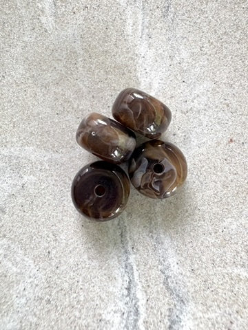 perlesetcreationbijoux - perles rondelles en acrylique 9x14 mm marron