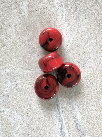 perlesetcreationbijoux - perles rondelles en acrylique 9x14 mm rouge marbré