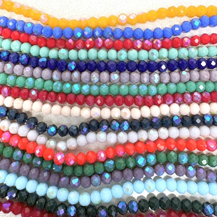 perlesetcreationbijoux - fils de perles rondelles à facettes en verre avec reflets arc-en-ciel de différentes couleurs