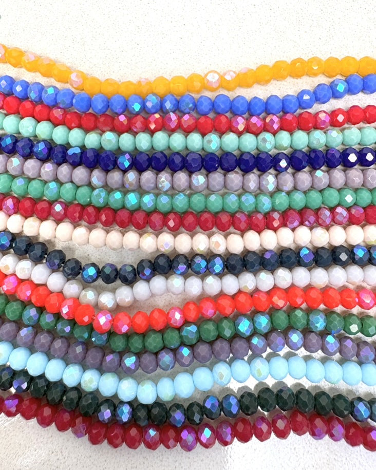 perlesetcreationbijoux - fils de perles rondelles à facettes en verre avec reflets arc-en-ciel de différentes couleurs