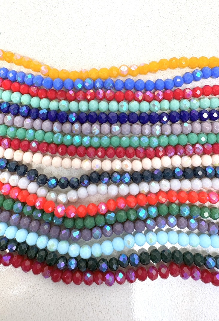 perlesetcreationbijoux - fils de perles rondelles à facettes en verre avec reflets arc-en-ciel de différentes couleurs