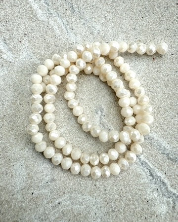 perlesetcreationbijoux - fils de perles rondelles à facettes en verre de 4x3 mm beige