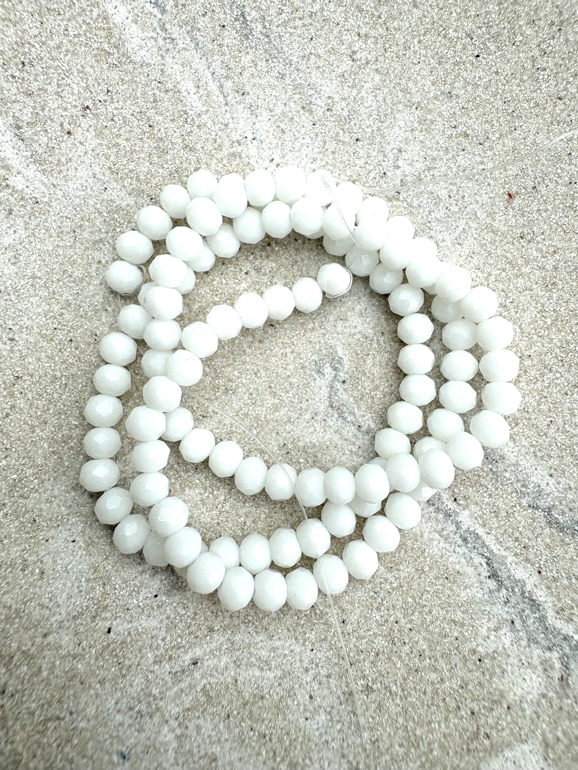 perlesetcreationbijoux - fils de perles rondelles à facettes en verre de 4x3 mm blanc