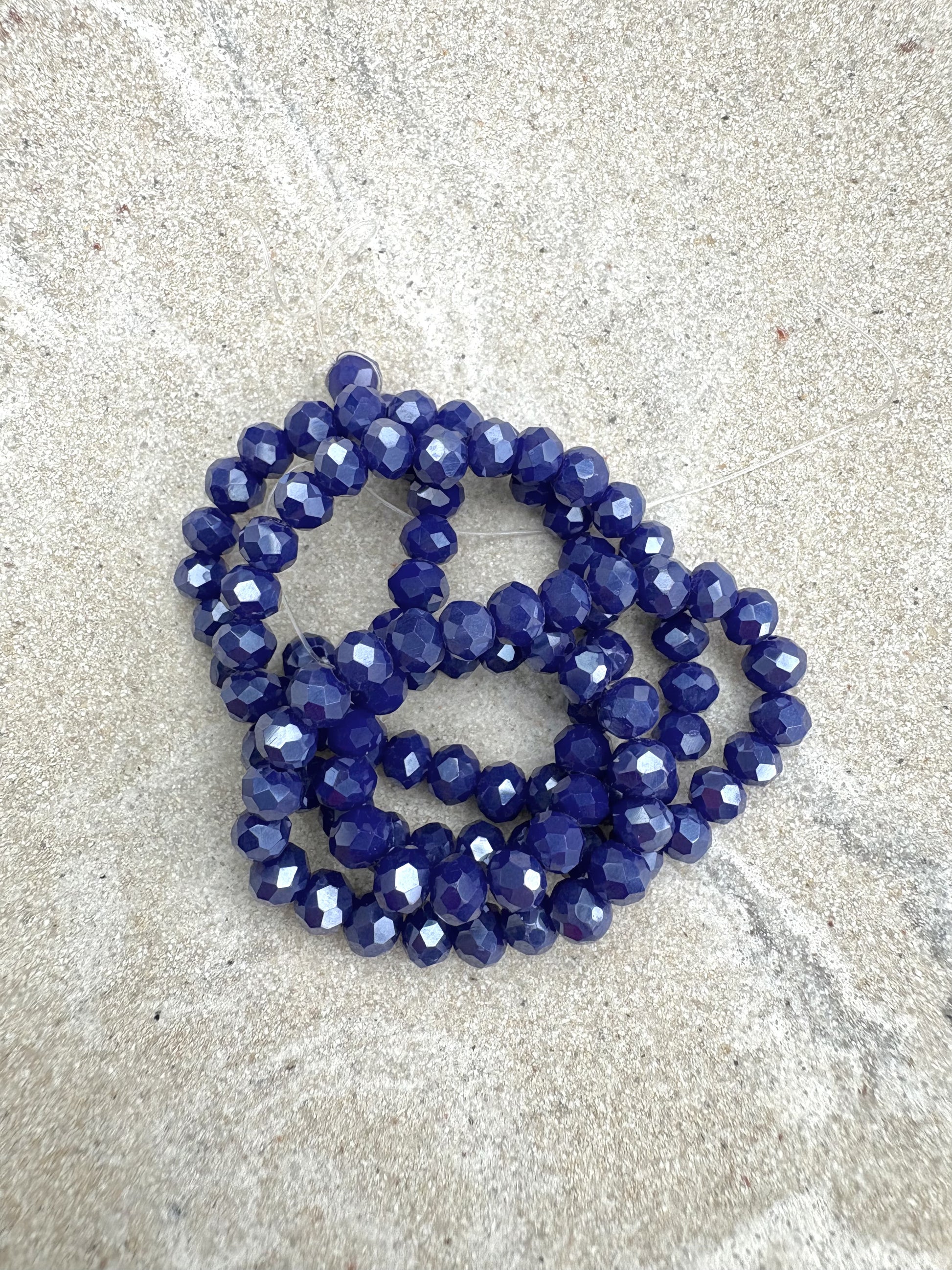 perlesetcreationbijoux - fils de perles rondelles à facettes en verre de 4x3 mm bleu marine