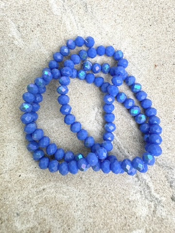perlesetcreationbijoux - fil de perles rondelles à facettes en verre avec reflets arc-en-ciel bleu