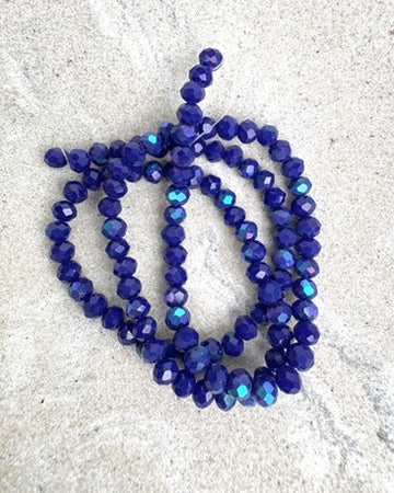 perlesetcreationbijoux - fil de perles rondelles à facettes en verre avec reflets arc-en-ciel bleu marine