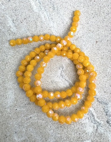 perlesetcreationbijoux - fil de perles rondelles à facettes en verre avec reflets arc-en-ciel jaune