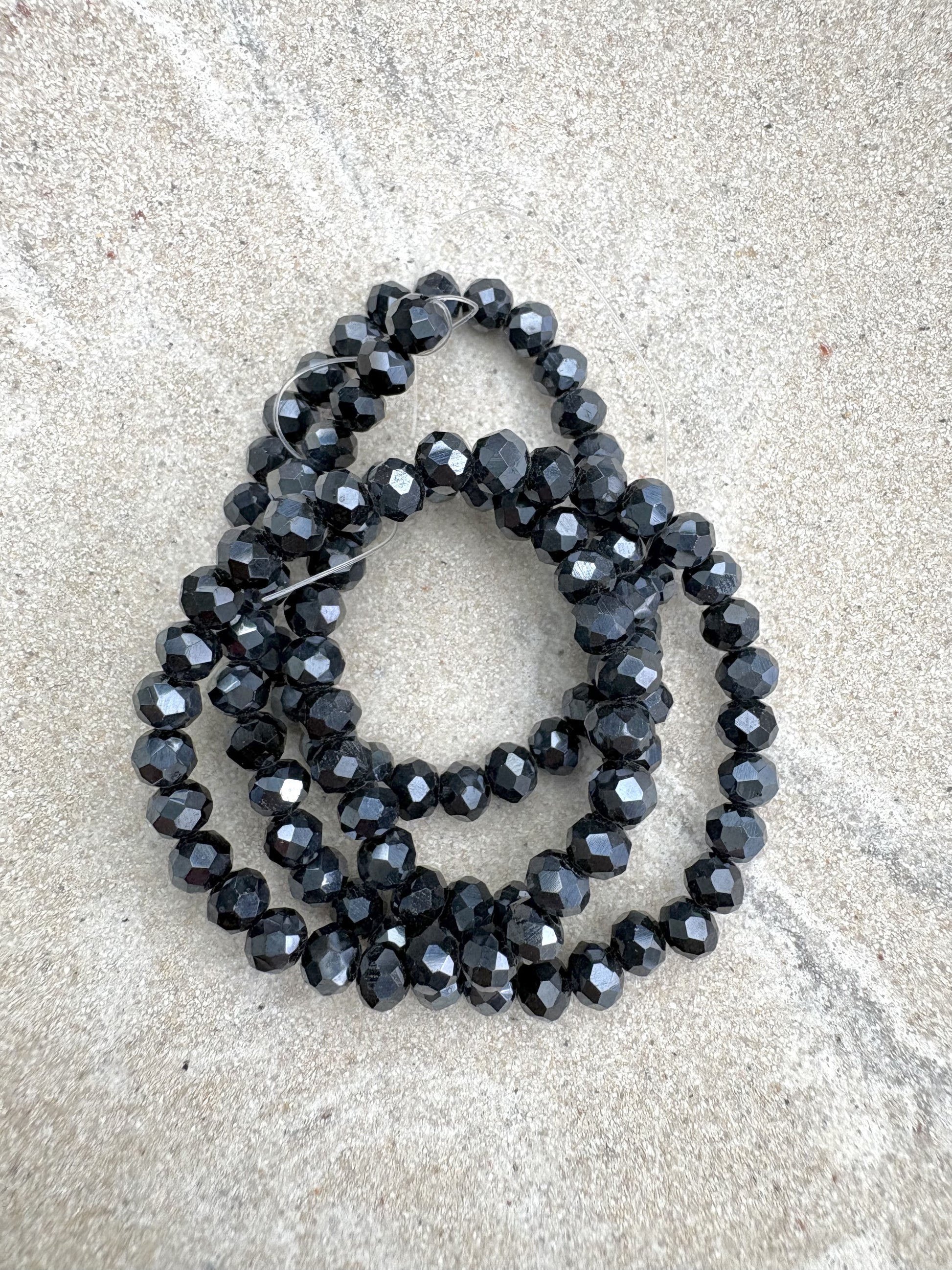 perlesetcreationbijoux - fils de perles rondelles à facettes en verre de 4x3 mm noir