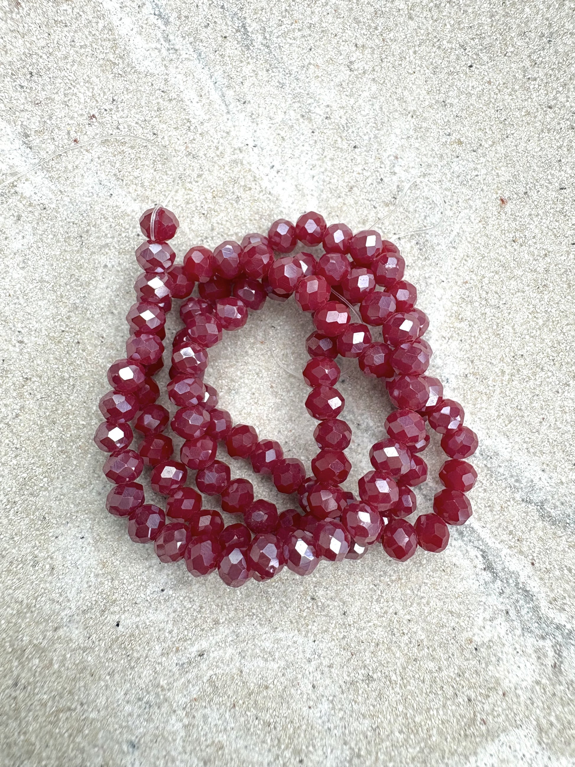 perlesetcreationbijoux - fils de perles rondelles à facettes en verre de 4x3 mm bordeaux