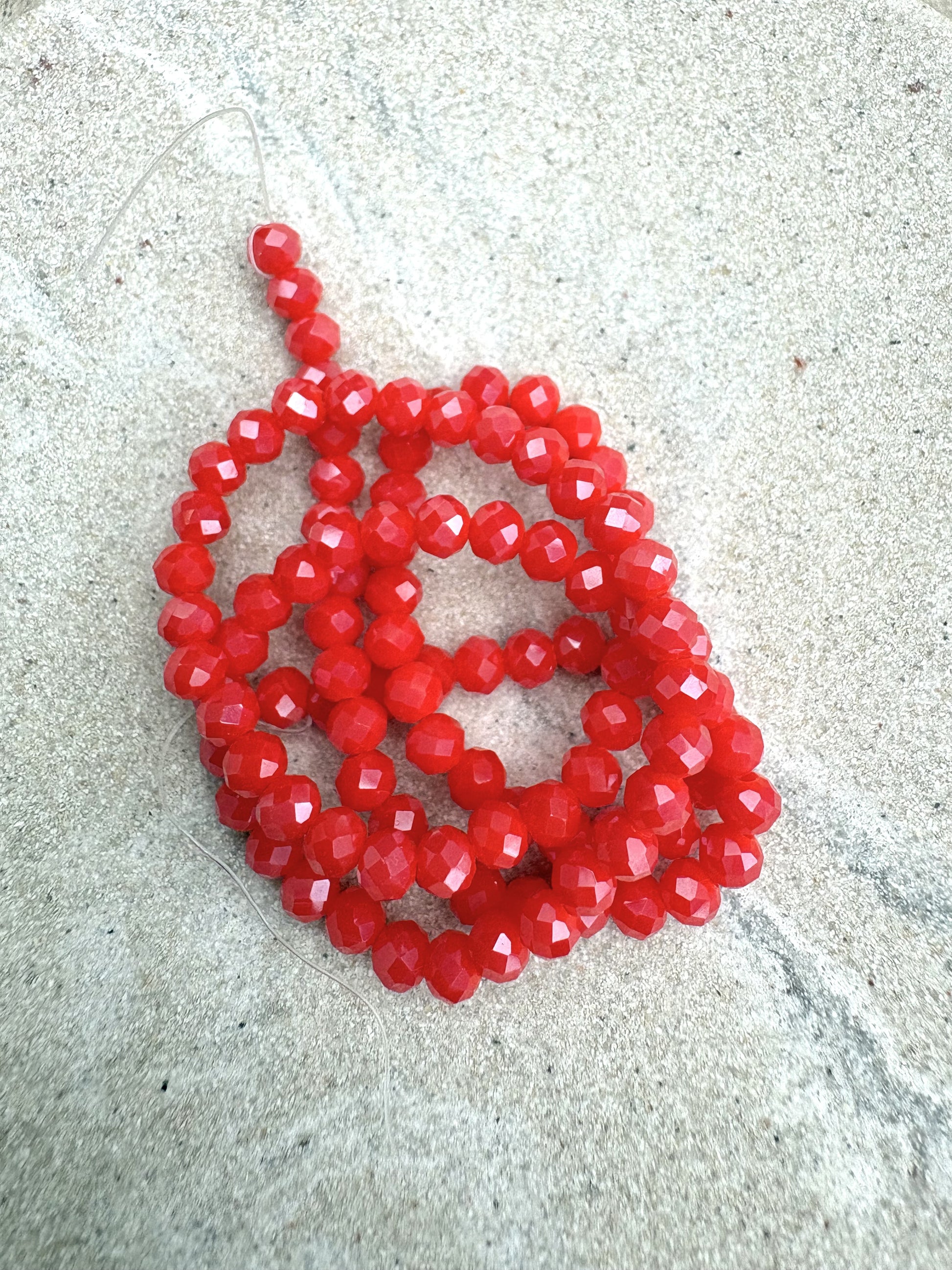 perlesetcreationbijoux - fils de perles rondelles à facettes en verre de 4x3 mm rouge