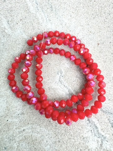 perlesetcreationbijoux - fil de perles rondelles à facettes en verre avec reflets arc-en-ciel rouge