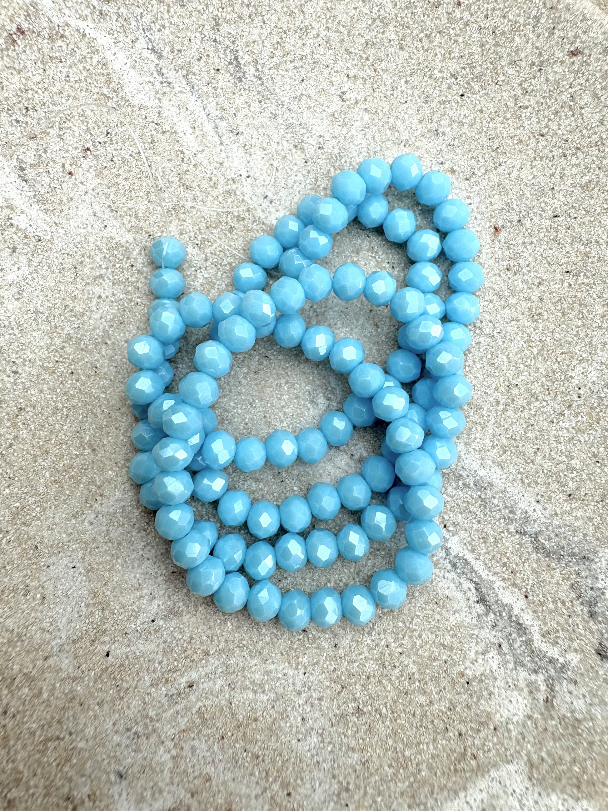 perlesetcreationbijoux - fils de perles rondelles à facettes en verre de 4x3 mm bleu