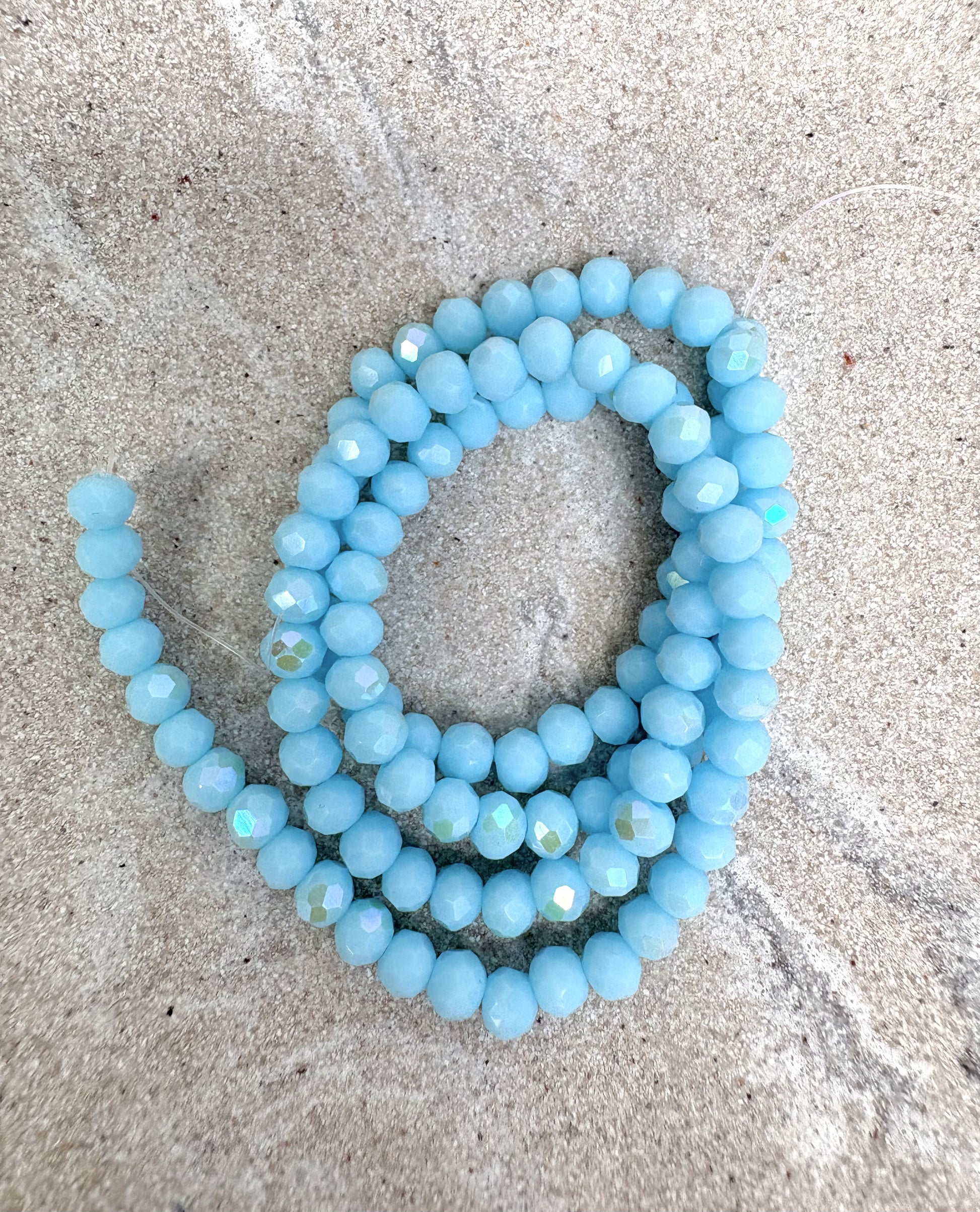perlesetcreationbijoux - fil de perles rondelles à facettes en verre avec reflets arc-en-ciel bleu turquoise