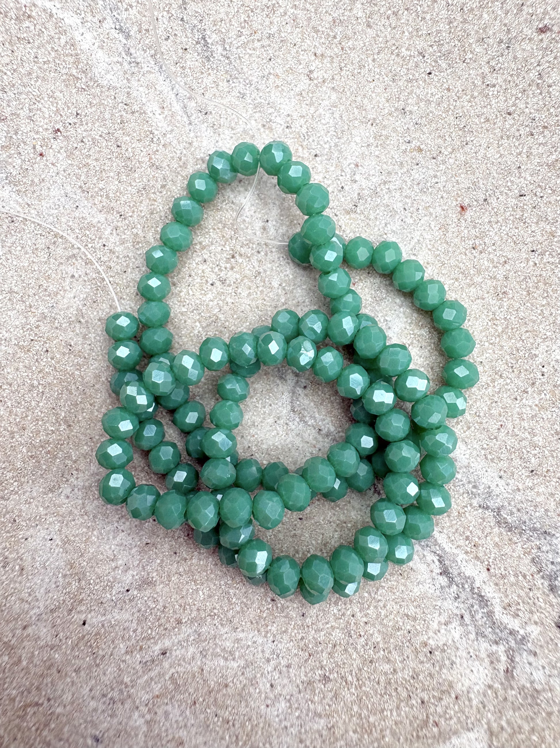 perlesetcreationbijoux - fils de perles rondelles à facettes en verre de 4x3 mm vert