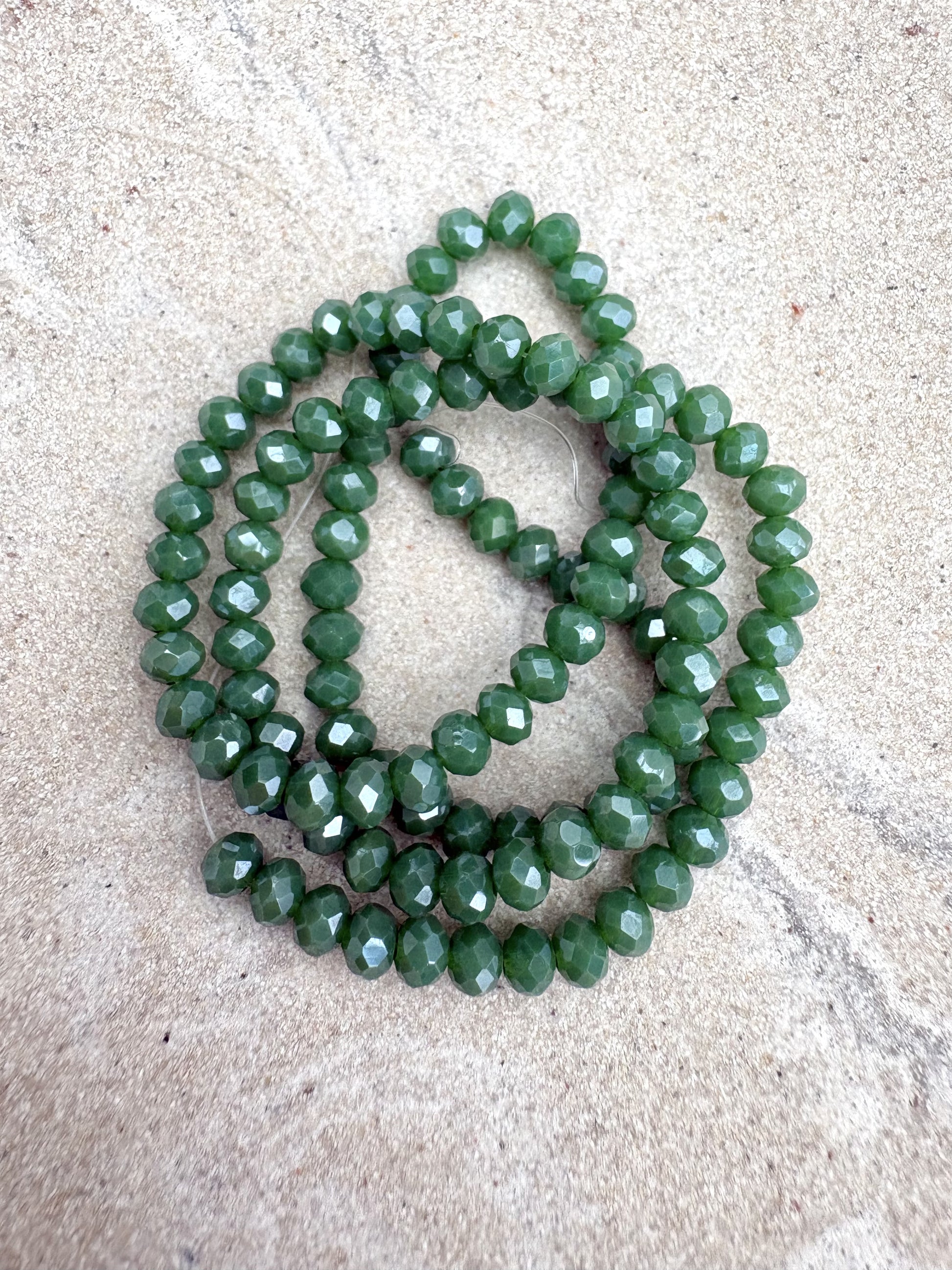 perlesetcreationbijoux - fils de perles rondelles à facettes en verre de 4x3 mm vert