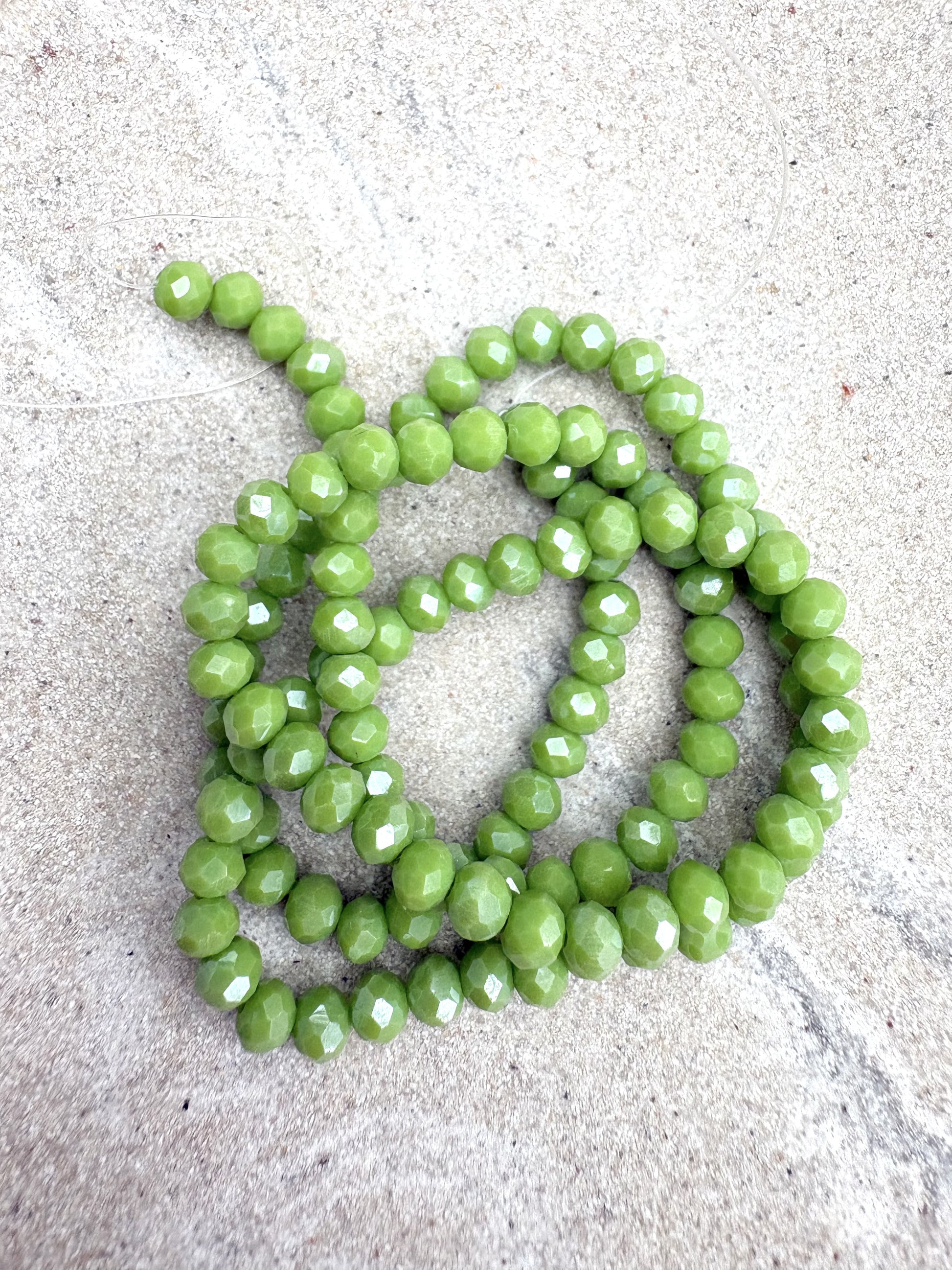 perlesetcreationbijoux - fils de perles rondelles à facettes en verre de 4x3 mm vert