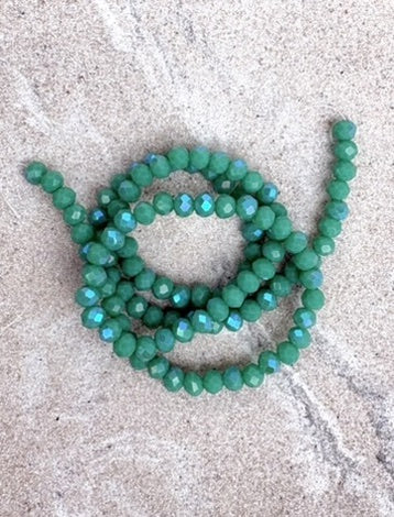 perlesetcreationbijoux - fil de perles rondelles à facettes en verre avec reflets arc-en-ciel vert