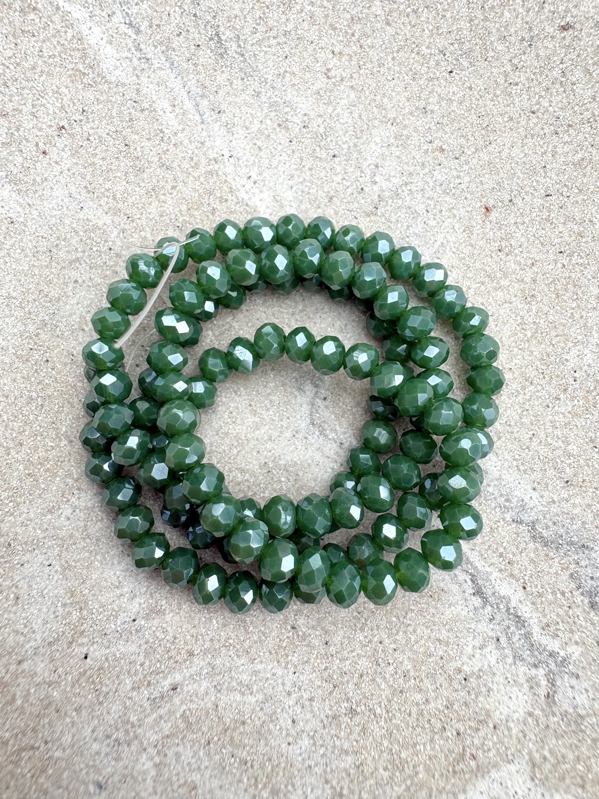 perlesetcreationbijoux - fils de perles rondelles à facettes en verre de 4x3 mm vert