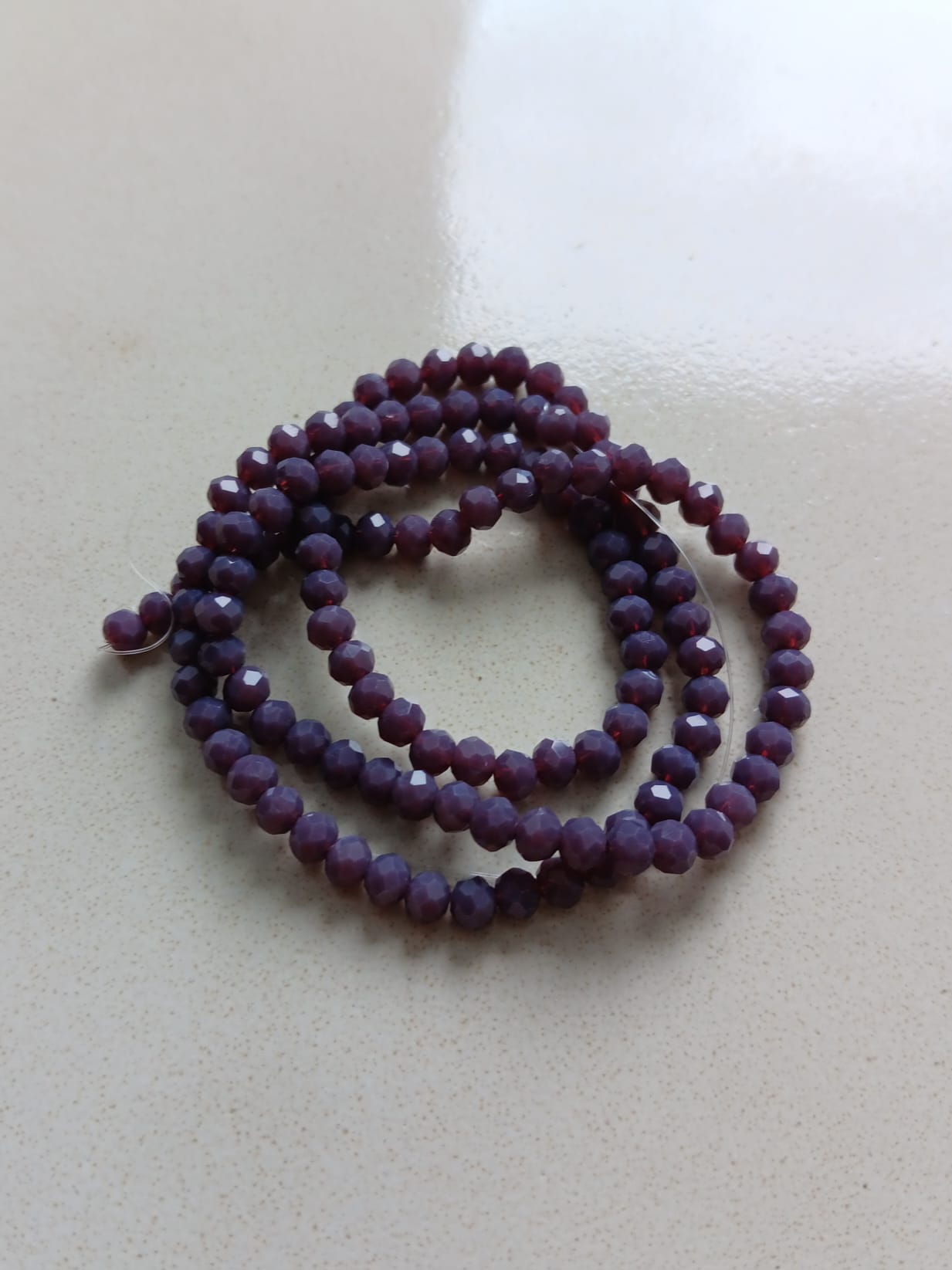 Perles rondelles à facettes en verre - 4x3 mm