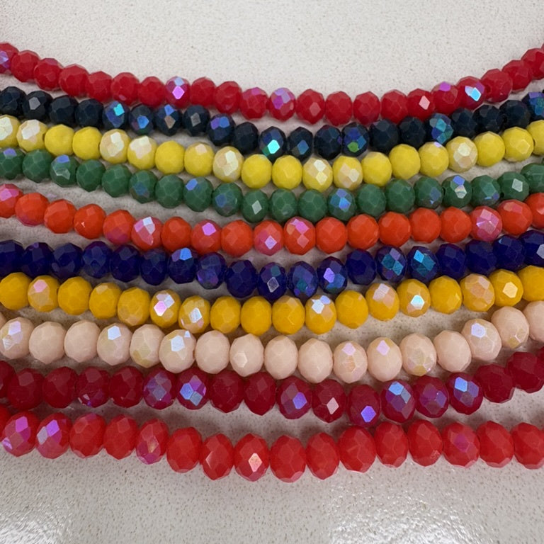 perlesetcreationbijoux - fils de perles rondelles à facettes en verre avec reflets arc-en-ciel de différentes couleurs