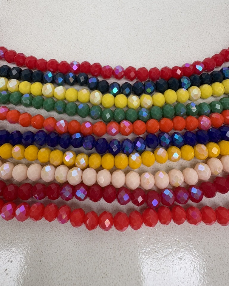 perlesetcreationbijoux - fils de perles rondelles à facettes en verre avec reflets arc-en-ciel de différentes couleurs