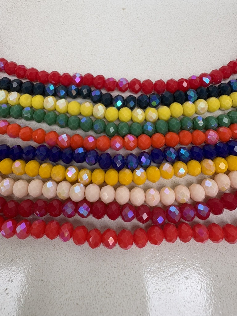 perlesetcreationbijoux - fils de perles rondelles à facettes en verre avec reflets arc-en-ciel de différentes couleurs