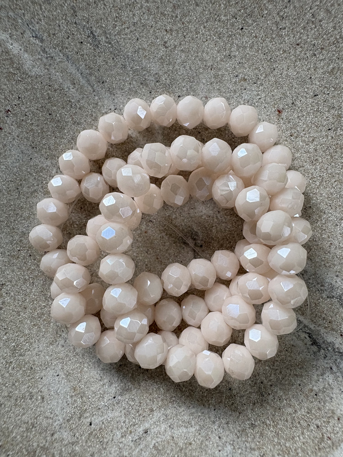 perlesetcreationbijoux - fil de perles rondelles à facettes en verre 6x5 mm beige