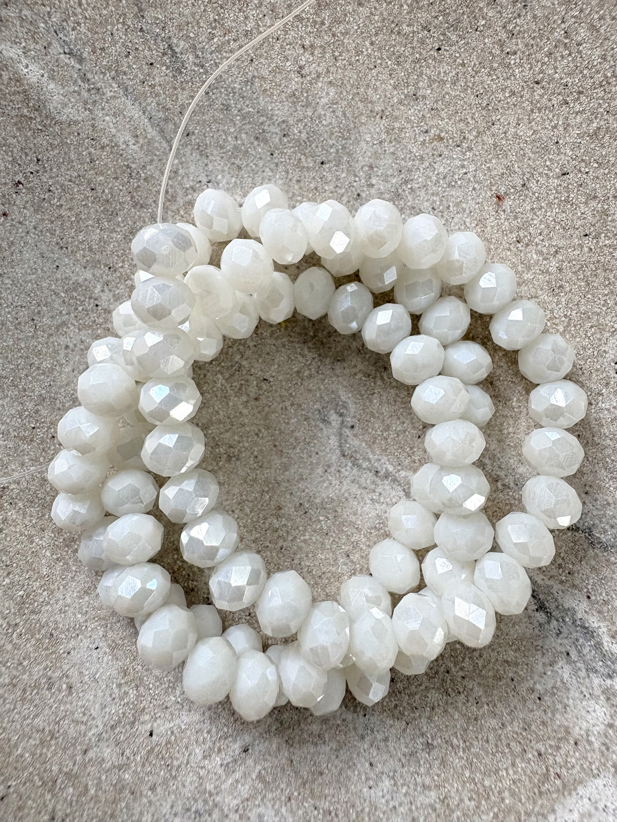 perlesetcreationbijoux - fil de perles rondelles à facettes en verre 6x5 mm blanc