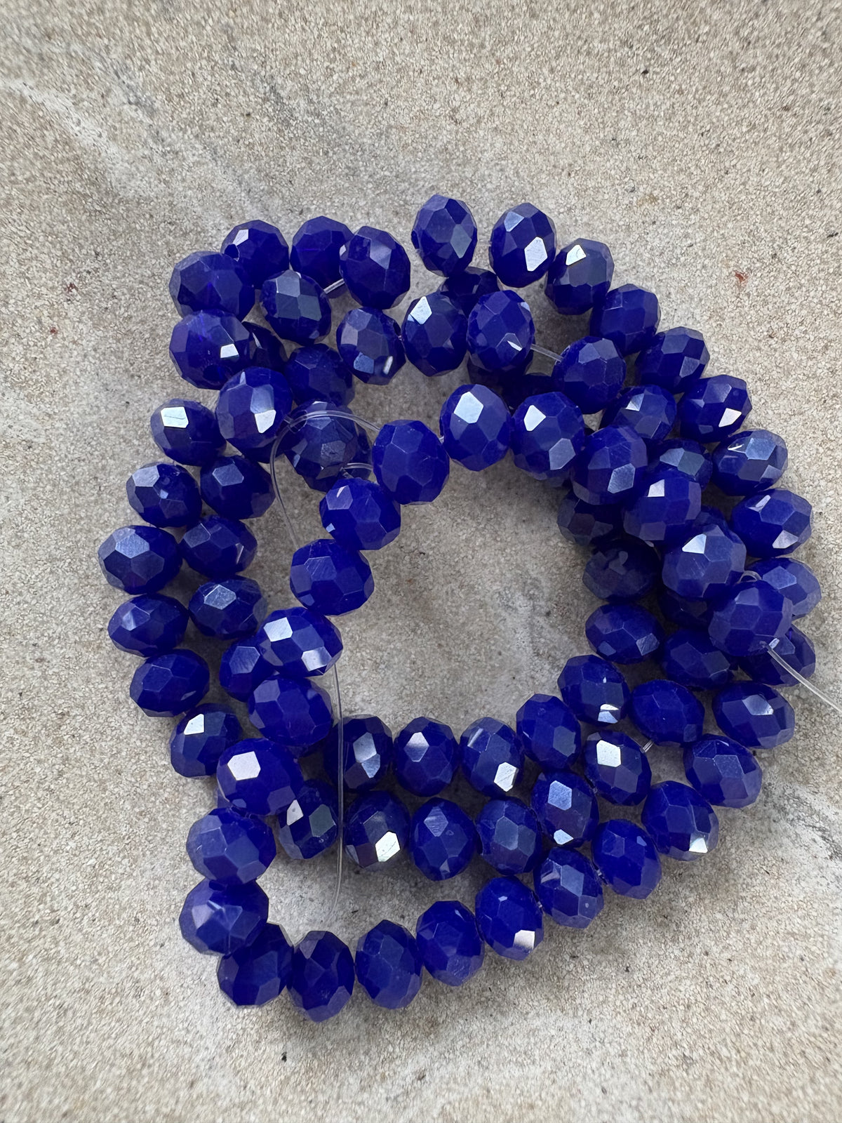 perlesetcreationbijoux - fil de perles rondelles à facettes en verre 6x5 mm bleu