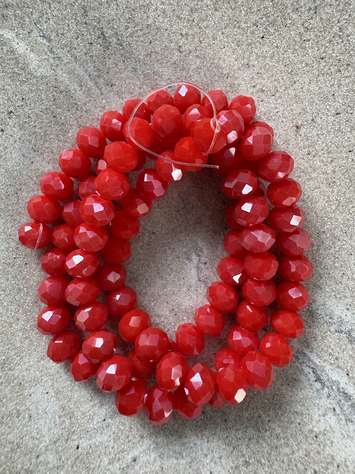 perlesetcreationbijoux - fil de perles rondelles à facettes en verre 6x5 mm rouge